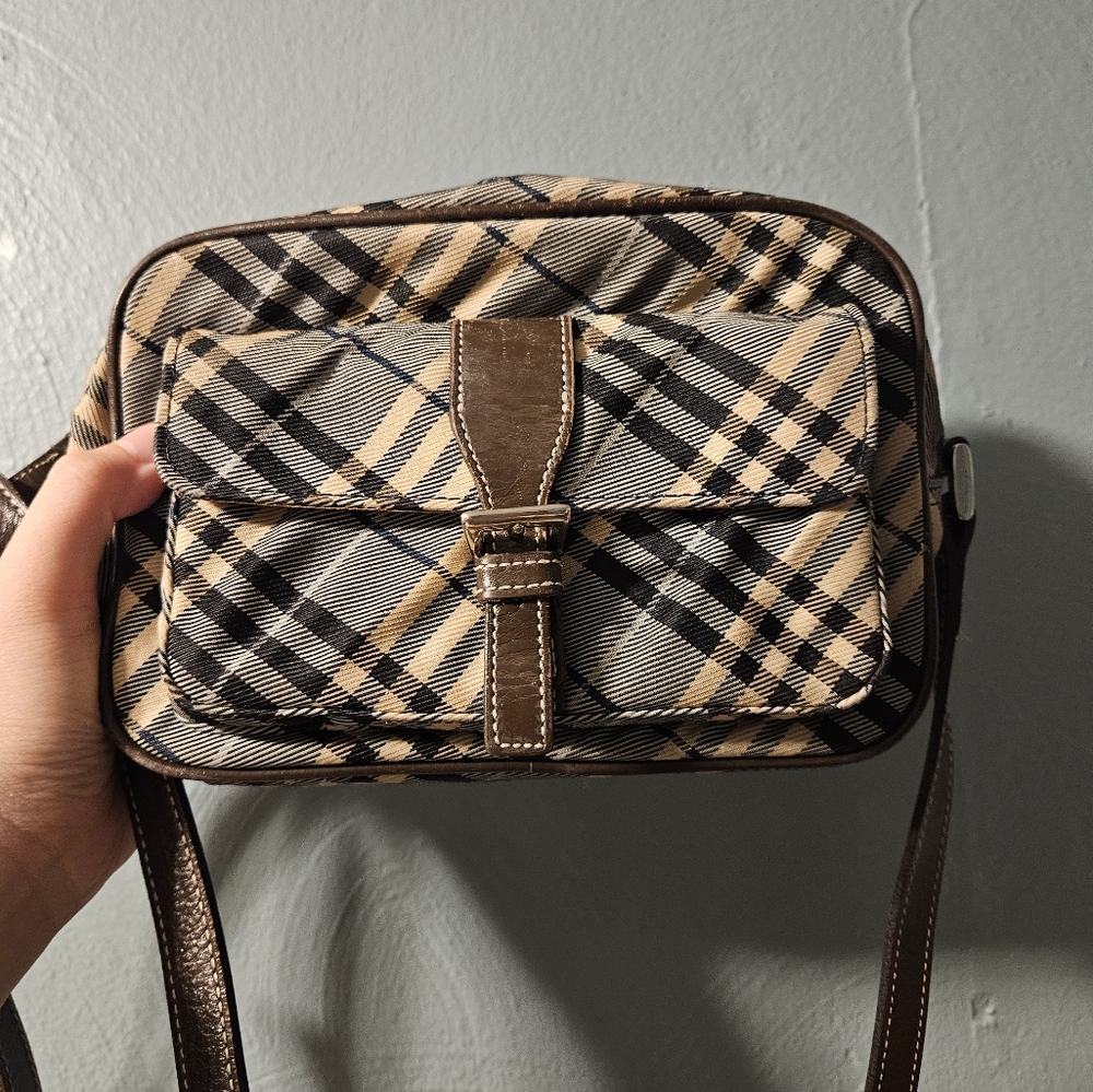 Burberry Checkered Brown and Blue Crossbody Bag